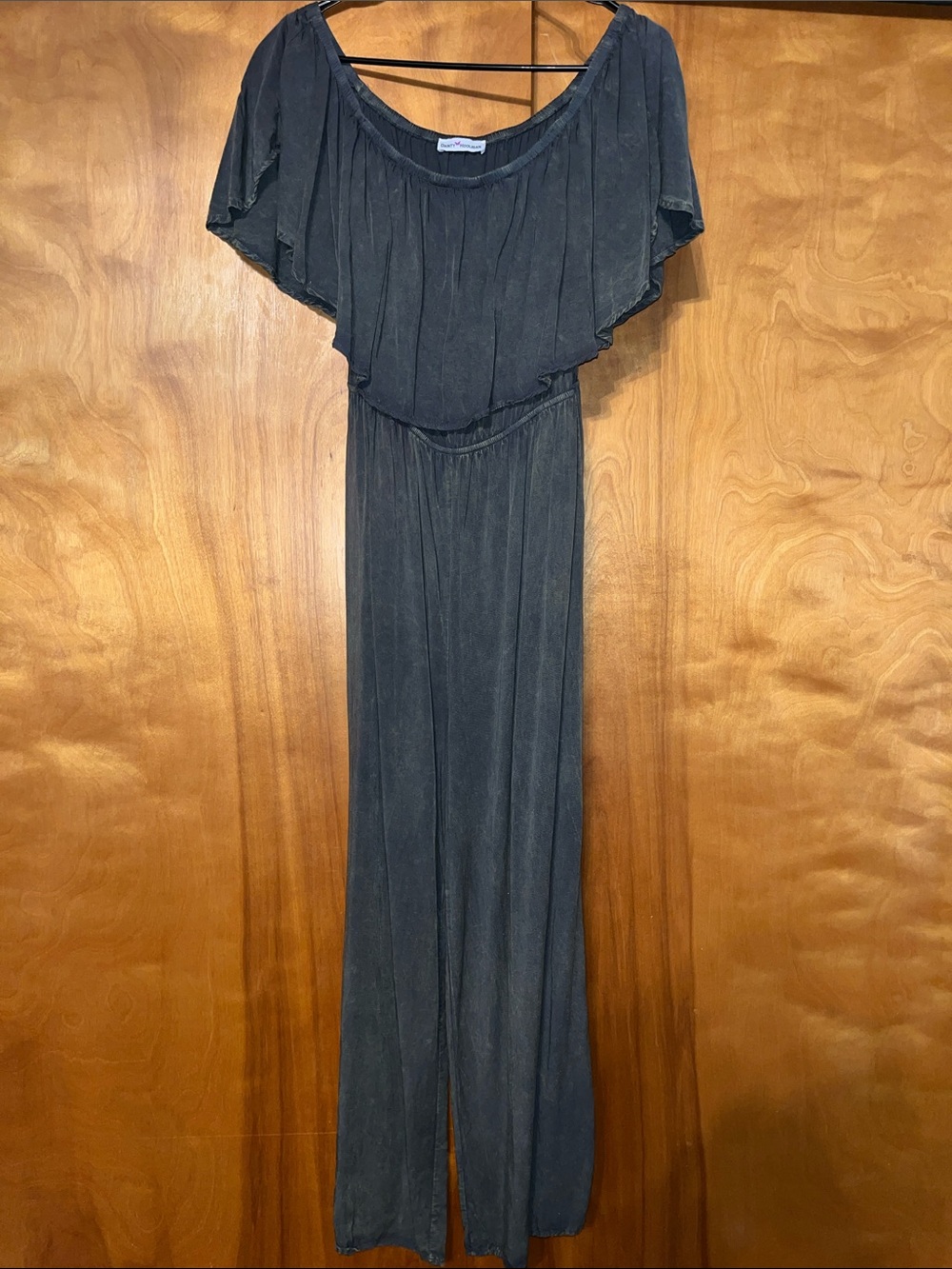 Dainty Hooligan Acid Wash Off-Shoulder Wide-Leg Jumpsuit
